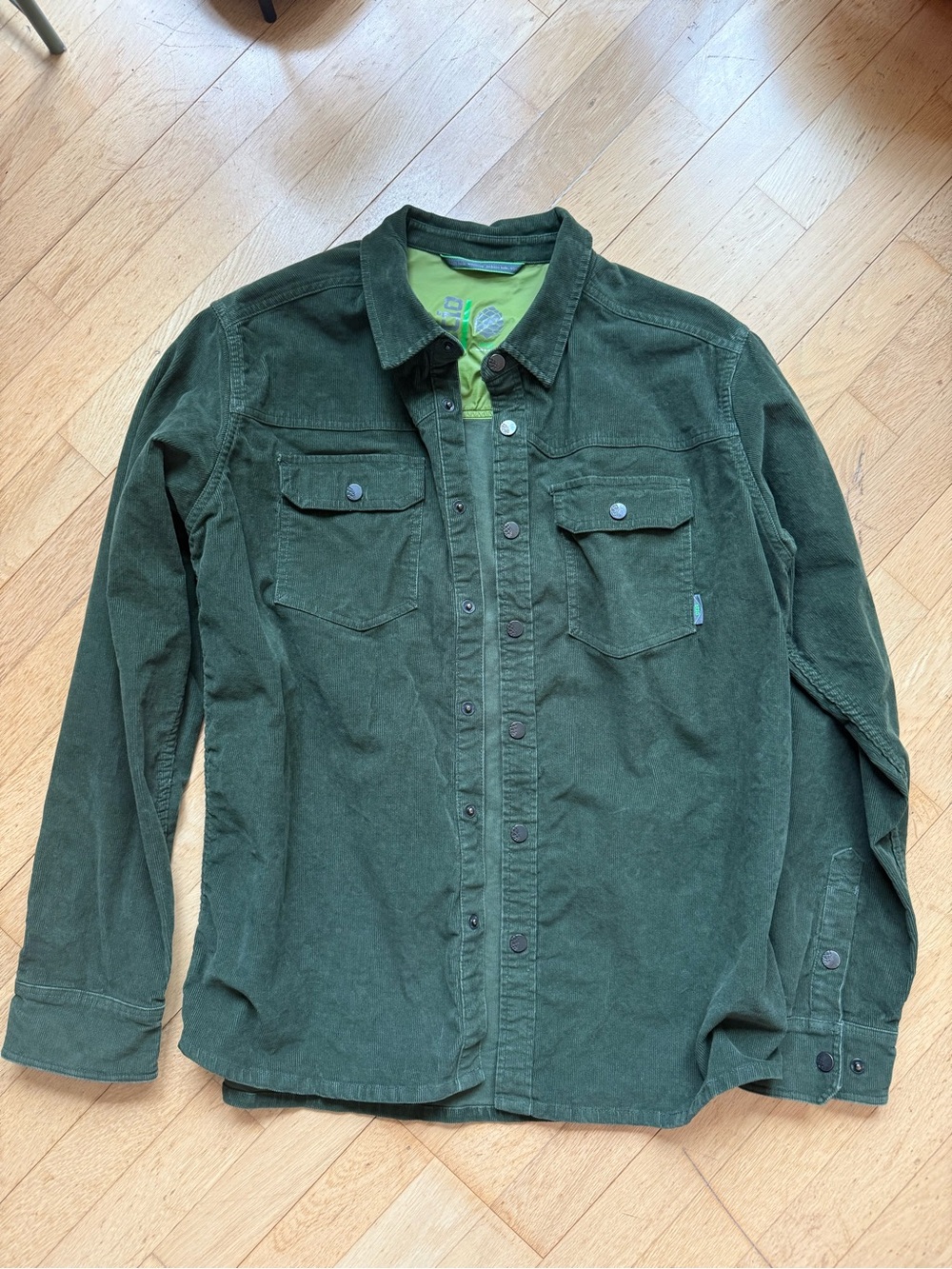 Stio Men's Large Green Corduroy Saratoga Button-Up Jacket